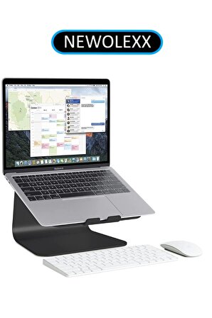 Tüm Markalara Uygun Laptop Standı Notebook Soğutucu-Macbook Yükseltici Sehpa-Metal-Siyah