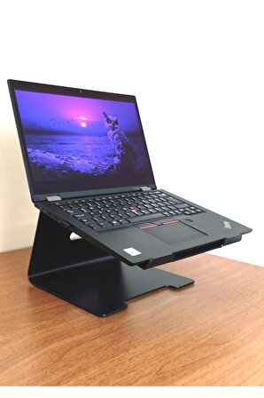 Laptop Standı Notebook Soğutucu Macbook Yükseltici Sehpa-Siyah-Metal
