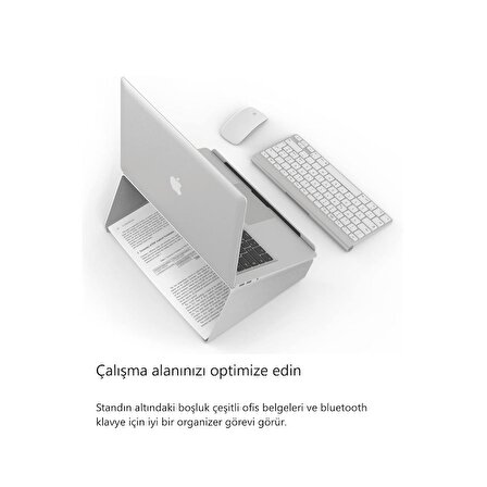 Metal Laptop Standı Notebook Macbook Sehpası Gümüş Renk