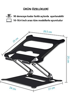 Katlanabilir Tüm Modellerle Uyumlu Çelik Sınırsız Açıda Kolay Ayarlanır Laptop Standı