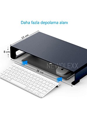 Çok Amaçlı Monitör Laptop Notebook Standı Yükseltici Sehpa Siyah Metal