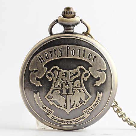 Retro Vintage Harry Potter Arma Tasarımlı Köstekli Cep Saati