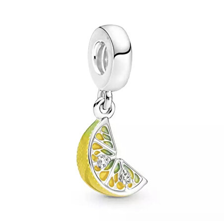 Gümüş s925 Damgalı Limon Dilimi Sallantılı Charm