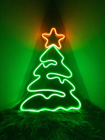 Neon Led Tabela Yılbaşı Noel Ağacı Modeli Duvar Dekorasyon