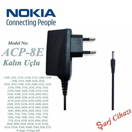 Nokia Kalın Uç Şarj Cihazı 3310 1100 1101 1110I 1112 6310 6230I Uyumlu Şarj Aleti