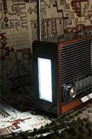 Nostaljik Vintage Tam Bant Fm Radyo USB/AUX/SD Retro Bluetooth Hoparlör Saatli Fenerli Müzik Kutusu