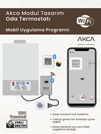 Wifi Oda Termostatı Internet Baglantılı Mobil Uygulamalı Programlı AkcaOdaTermostatı