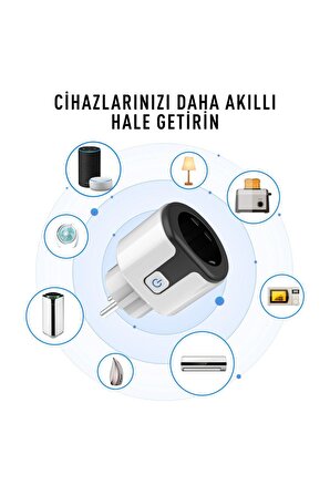 Akıllı Kablosuz Türkçe Uygulamalı Wifi Priz Telefon Kontrollü Enerji Tasarrufu Takibi