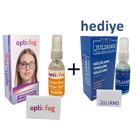 Opticfog Gözlük Buğu-buhar Önleyici Antifog Set 30 ml + Gözlük Dezenfektan Temizleme Seti Hediye