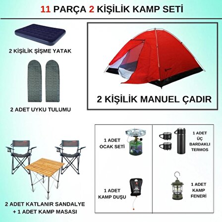 11 Parça 2 kişilik kamp seti 