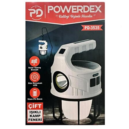 Powerdex Pd-3535 Çift Işıklı Solar Şarjlı Kamp Lambası