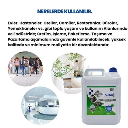 Bioxi® Ortam & Yer - Yüzey Dezenfektanı 5 LT /Hipokloröz asit (HOCl) bazlı (ALKOLSÜZ)