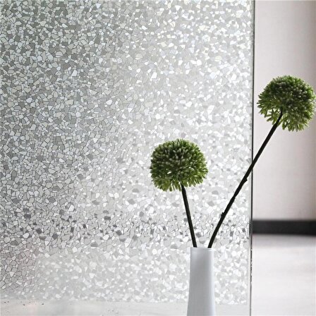 45 Cm X 5 Metre Buzlu Statik Yapışkansız Kumlama Cam Folyo Ev Ofis Duşakabin Desenli Cam Filmi