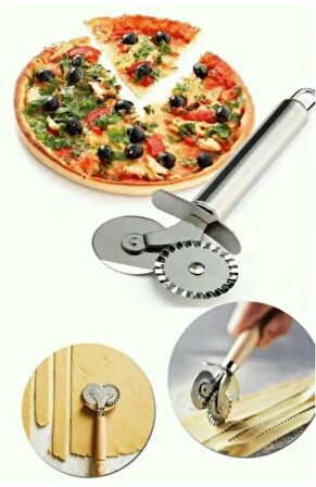 Çelik Çift Başlıklı Pizza Mantı Hamur Kesici Kesme Bıçağı Hamur Ruleti Hamur Şekillendirme Makinesi