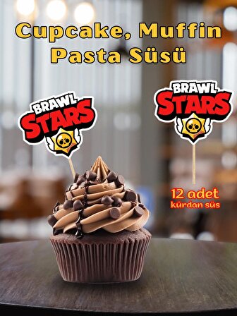 Doğum Günü Pasta Kürdanı Brawl Stars, 12 Adet Cupcake Süsü