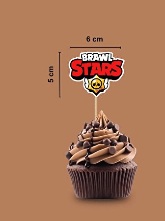 Doğum Günü Pasta Kürdanı Brawl Stars, 12 Adet Cupcake Süsü