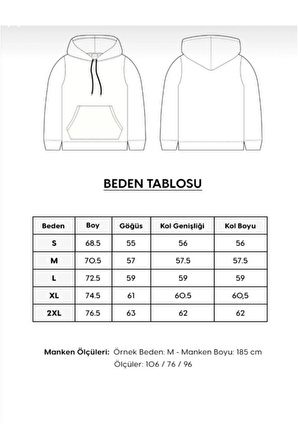 Baskılı Unisex Kanguru Cepli Kapüşonlu Sweatshirt