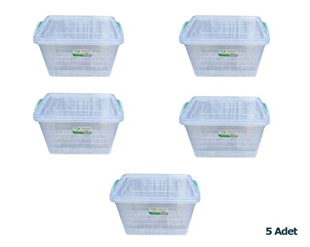 Polytime Şeffaf Kilitli Eşya Gıda Saklama Düzenleme Kabı Kutusu - Dikdörtgen - 0.32 Litre - 5 Adet