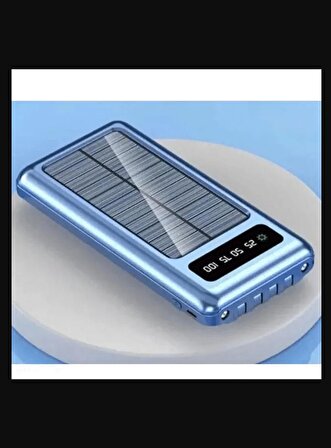 Solar 10.000 Mah Güneş Enerjili Led Işıklı Powerbank Şarj Aleti  Usb Çıkışlı Mikro Typc Lıghtnıng