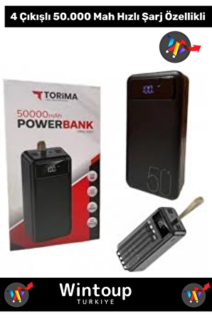 50000 Mah Taşınabilir Hızlı Şarj Cihazı 4 Çıkışlı Powerbank Özel Seri