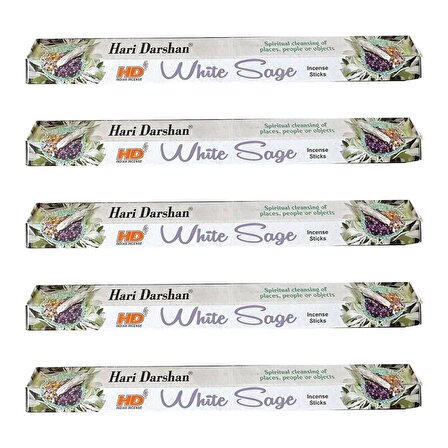 Hari Darshan White Sage Çiçek Çubuk Tütsü - Oda Ortam Kukusu - 20 Adetlik 5 Paket
