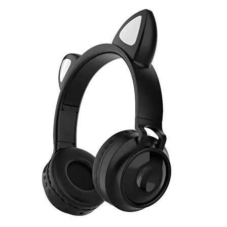 Kablosuz Kulaklık Led Işıklı Kedi Kulaklıklı Oyun Gürültü Engelleme Stereo Bluetooth Kulaklık Renk: Siyah