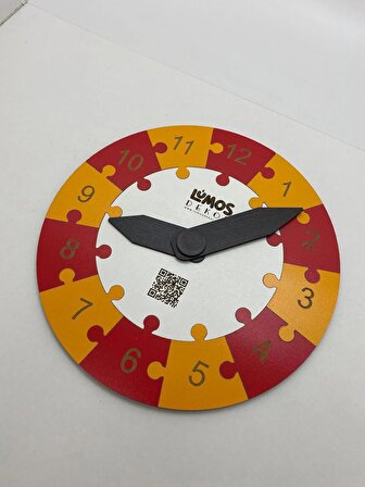 Renkli Daire Saat Puzzle (Kırmızı-Turuncu)