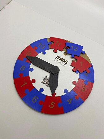 Renkli Daire Saat Puzzle (Mavi-Kırmızı)