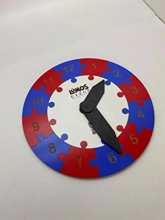 Renkli Daire Saat Puzzle (Mavi-Kırmızı)