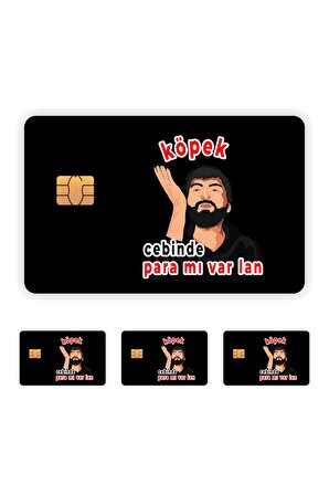 4 Adet Cebinde Para Mı Var Kart Kaplama Sticker Kart Etiketi