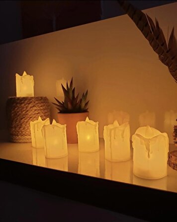 Inveniİnveni Home Dekoratif LED Mum Erimiş Görünüm Işık Mum Pil Dahil 6 adet