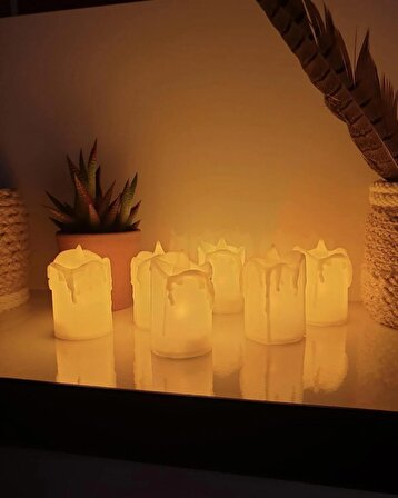 İnveni Home Dekoratif LED Mum Erimiş Görünüm Işık Mum Pil Dahil 20li Set