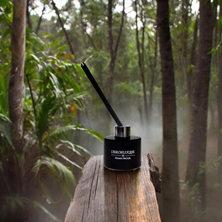 DEKORLUQUE Yağmur Ormanları Oda Kokusu Siyah Çubuklu Ortam Kokusu Ofis Parfüm Reed Diffuser 120 ml