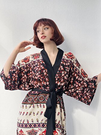 Retrobird Etnik Kimono Kadın Çok Renkli