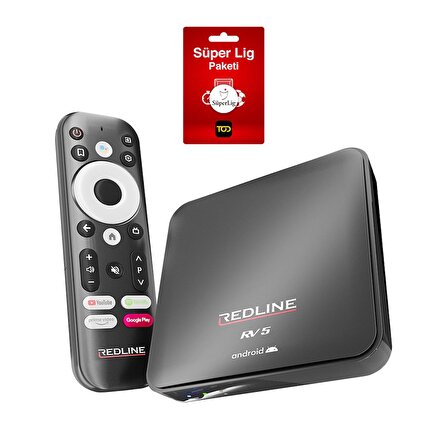 Redline RV 5 4K Ultra HD Android TV Box - 3 Aylık TOD Süper Lig Paketi