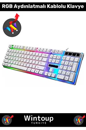 Rgb Oyun Klavyesi Gaming Rgb Led Kablolu Beyaz