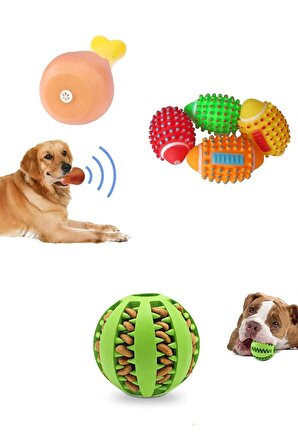 1 Adet Köpek Sesli Tavuk Butu Mama Hazneli Eğitim Köpek Oyuncağı Isırma Diş Kaşıma Çiğneme Topu Seti