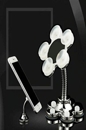 Mini Masaüstü Telefon Tutucu Standı Vantuzlu Siyah
