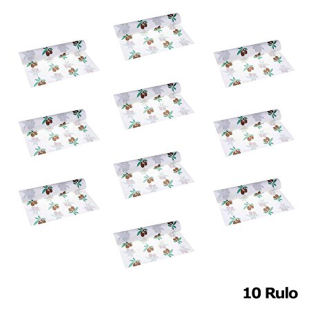 Roll-Up Tek Kullanımlık Laminelli Zeytin Desenli Kağıt Masa Örtüsü - 100x150 Cm. - 16 Yaprak 10 Rulo