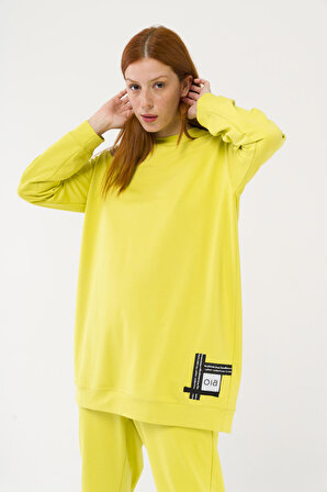 
S-3991 Slogan Nakışlı Basic Oversize Sweatshirt Takım