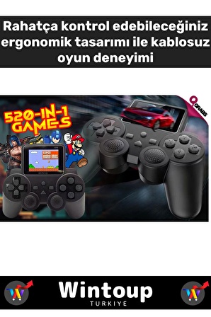 Renkli Ekranlı 520 Nostalji Oyunlu Gaming Kablosuz Gamepad Oyun Kolu Atari Tv Uyumlu Game Stick