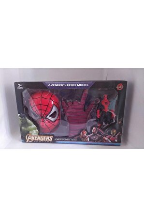 Spider Man Figür Örümcek Adam Oyuncak Figür,ışıklı Maske Ve Eldiven 3’lü Örümcek Adam Set 3 Lü