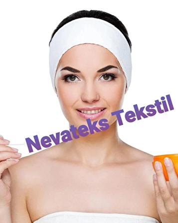 Wellsoft Kumaş Bayan Makyaj Kuaför Spor Spa Saç Bandanası Beyaz 64 x 10 CM