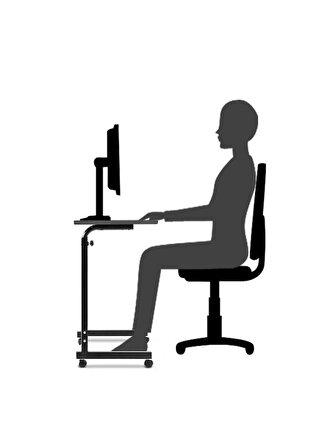 Yükseklik Ayarlı Ayakta Ve Oturumda Kullanılabilen Çalışma Masası - Antrasit (frenli Tekerli)