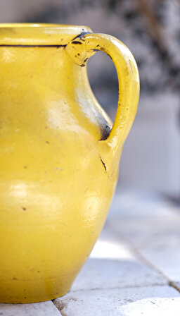 Dekoratif Boho Toprak Sarı Vazo