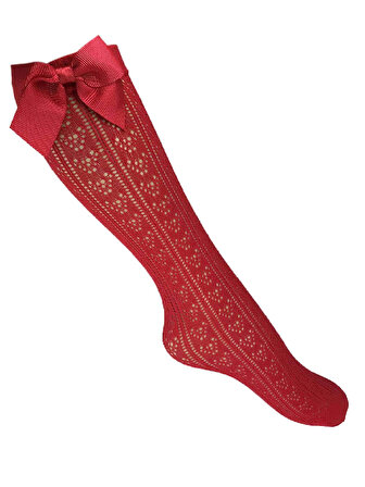 secret moda Orietta Daymod Fiyonk Aksesuarlı 120 Den Çocuk Dizaltı Çorap 2 5 Yaş Kırmızı