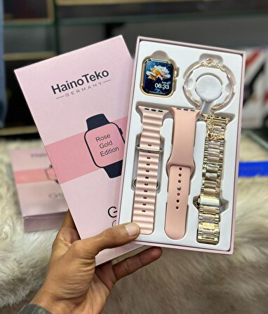 Haino Teko G9 Mini Gold Yetişkin 41MM Kadın Akıllı Saat 3 KORDON-BİLEKLİK HEDİYELİ
