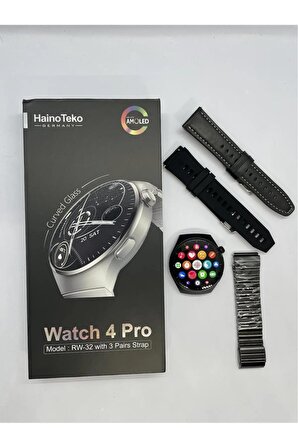 Haino Teko Watch 4 Pro RW32 Curved Amoled Ekran 3 Kordon Akıllı Saat SİYAH RENK
