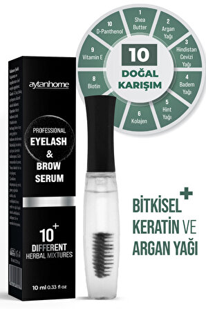 Bitkisel Kaş Kirpik Bakım Serumu (10 doğal karışım) Keratin ve Argan yağlı 10ml