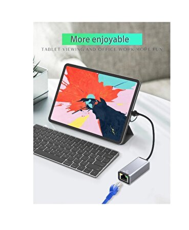 2 In 1 Type-C & USB 3.0 Çiftli Ethernet RJ45 Windows Macbook Uyumlu Çevirici Hub Adaptör